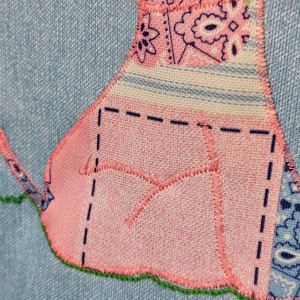 Vintage Embroidered Patchwork Blue Leisure Suit - Picture 11 of 13